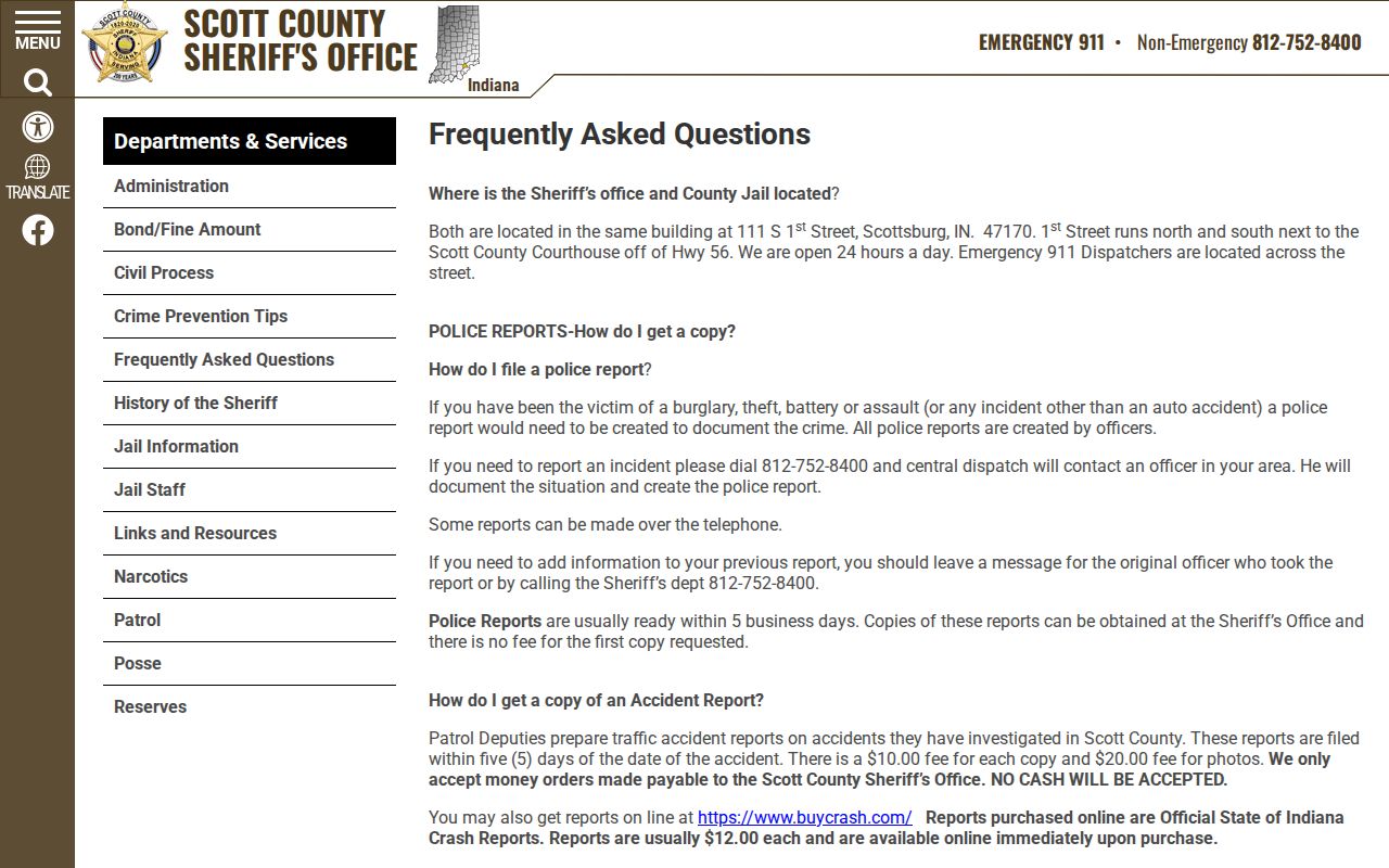 Scott County sheriff booking record request information